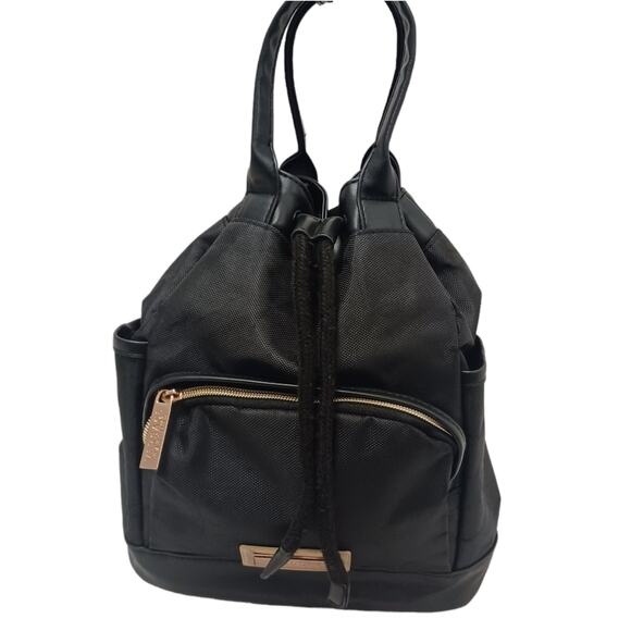 Yoga Tote Backpack VERSACE Parfum Gold LOGO BLACK Drawstring Bucket Zucca